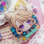 Cute keychains inspired by the game Genshin Impact Fontaine characters in chibi style drawing. Best glitter keychain gift for Travelers and Hoyoverse fans.