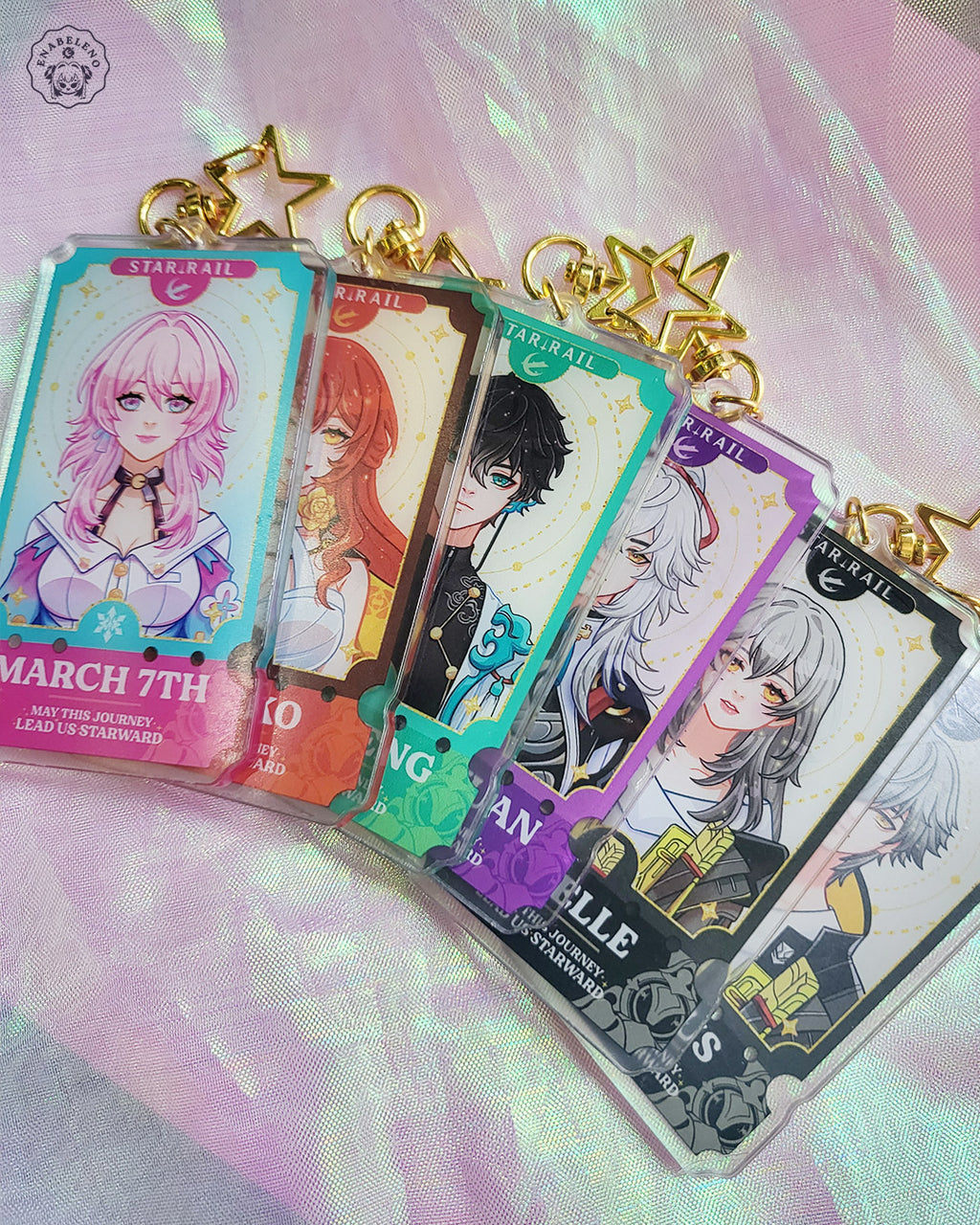 Cute keychains inspired by Honkai Star Rail characters with Ticket design. Best keychains gift for Trailblazers and Hoyoverse fans.