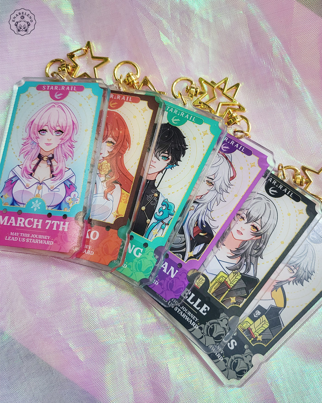 Cute keychains inspired by Honkai Star Rail characters with Ticket design. Best keychains gift for Trailblazers and Hoyoverse fans.