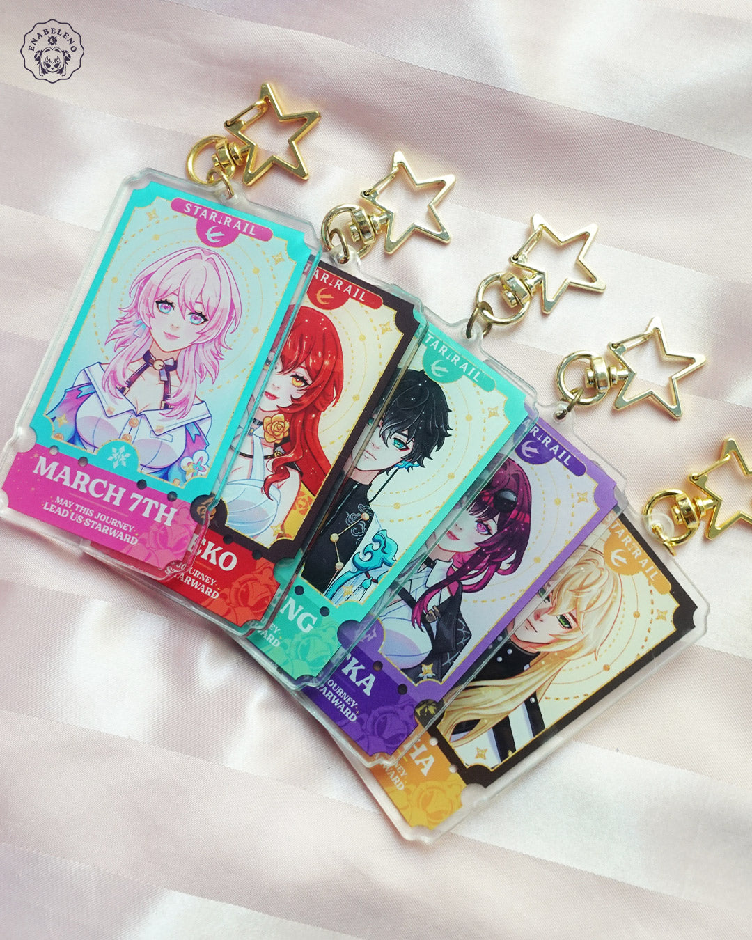 Cute keychains inspired by Honkai Star Rail characters with Ticket design. Best keychains gift for Trailblazers and Hoyoverse fans.
