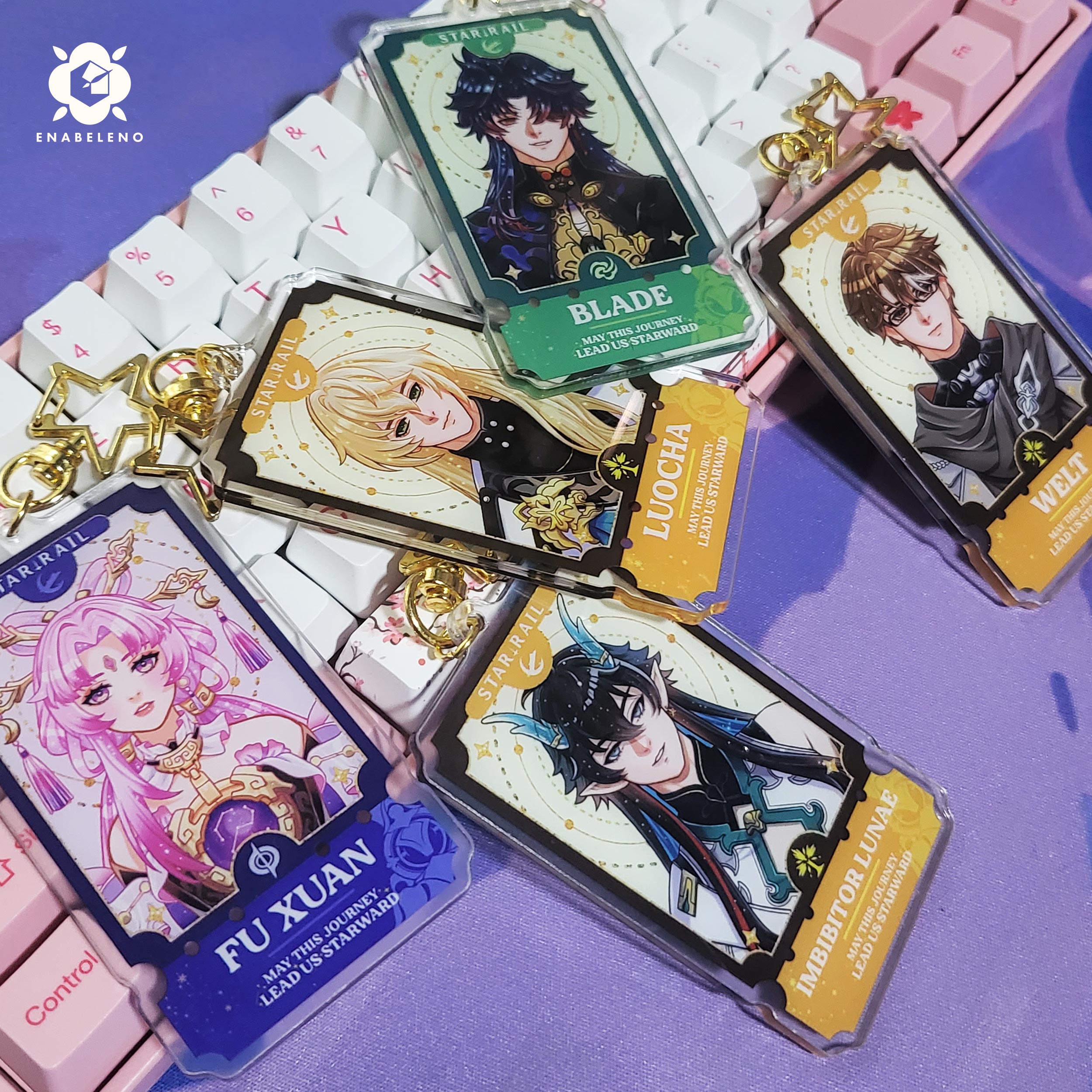 Cute keychains inspired by Honkai Star Rail characters with Ticket design. Best keychains gift for Trailblazers and Hoyoverse fans.