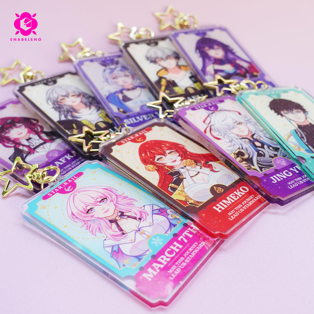 Cute keychains inspired by Honkai Star Rail characters with Ticket design. Best keychains gift for Trailblazers and Hoyoverse fans.